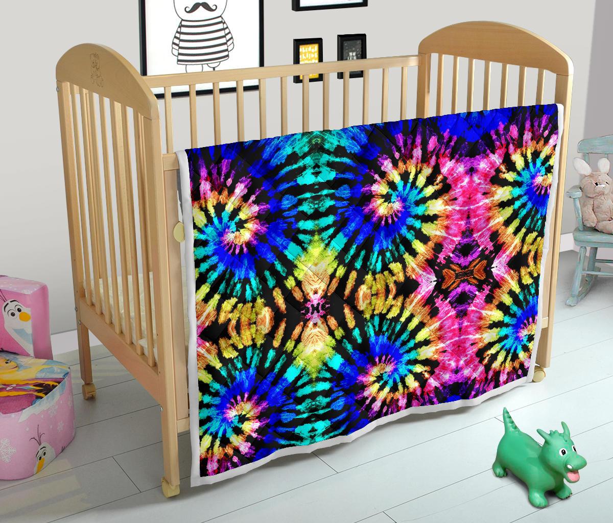 Tie Dye Rainbow Design Print Premium Quilt-JTAMIGO.COM