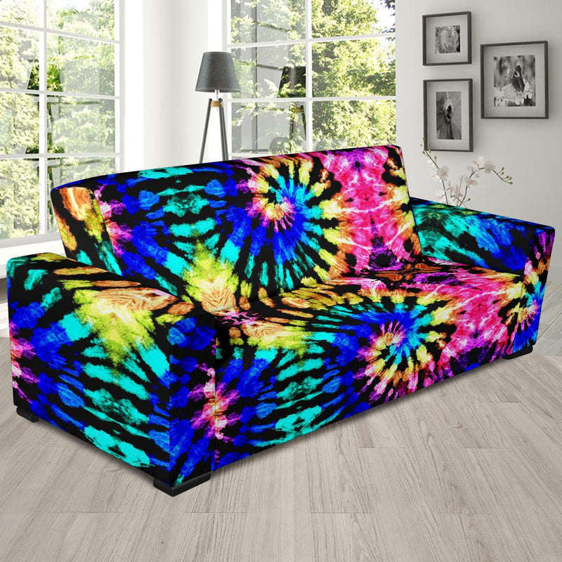 Tie Dye Rainbow Design Print Sofa Slipcover-JTAMIGO.COM
