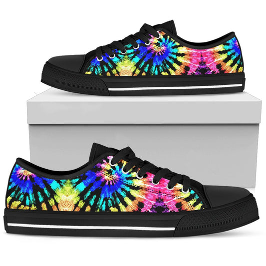 Tie Dye Rainbow Design Print Women Low Top Shoes-JTAMIGO.COM