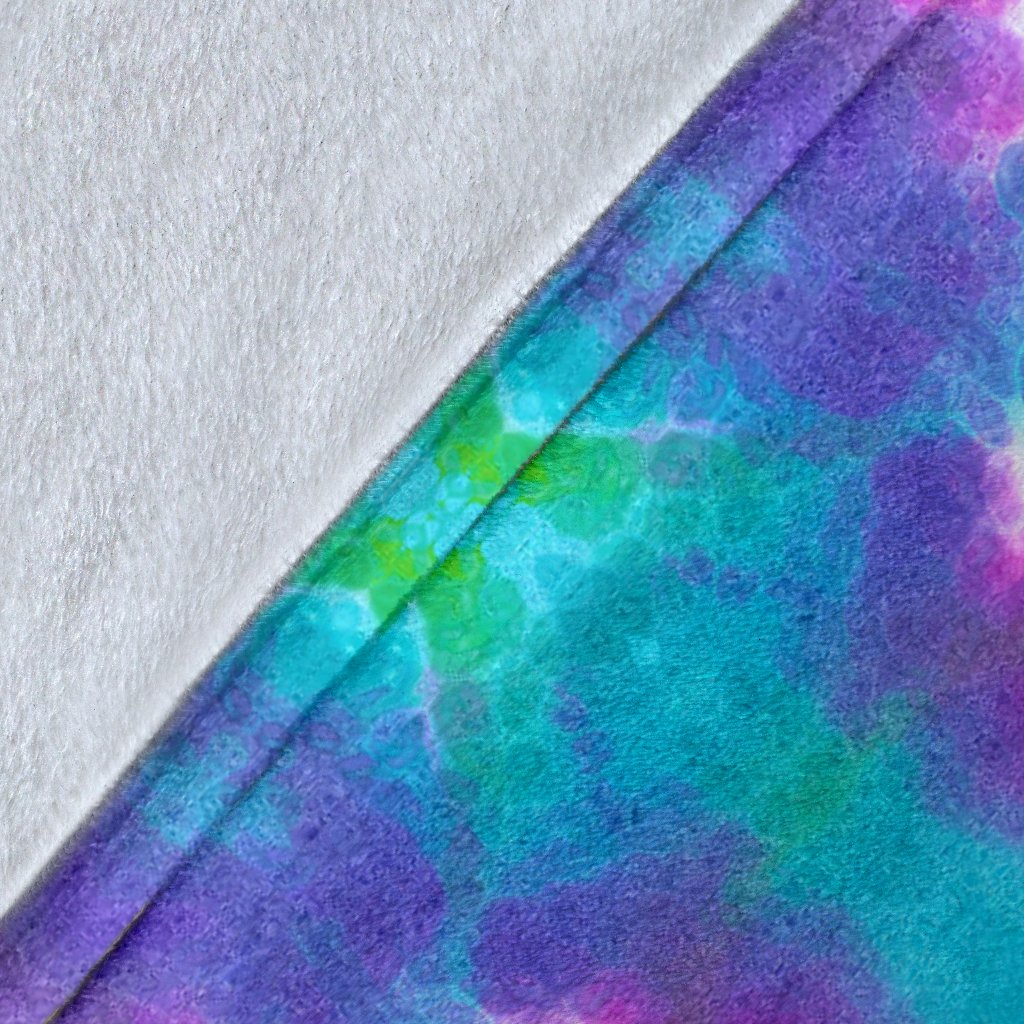 Tie Dye Rainbow Themed Print Fleece Blanket