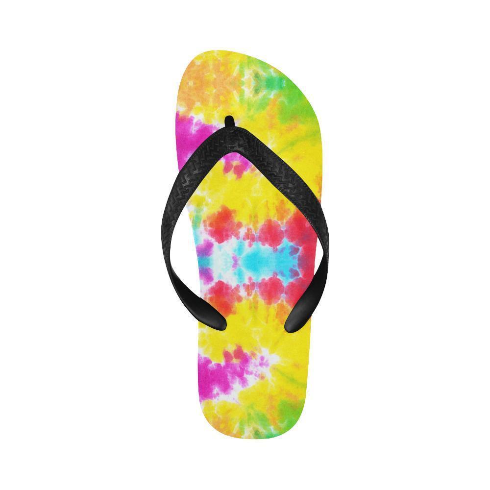 Tie Dye Rainbow Themed Print Flip Flops-JTAMIGO.COM