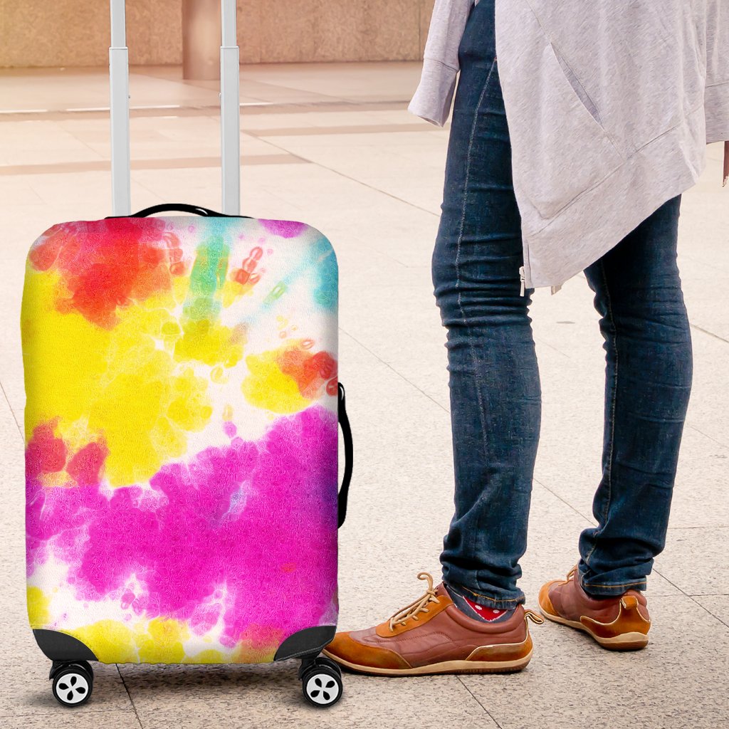Tie Dye Rainbow Themed Print Luggage Cover Protector