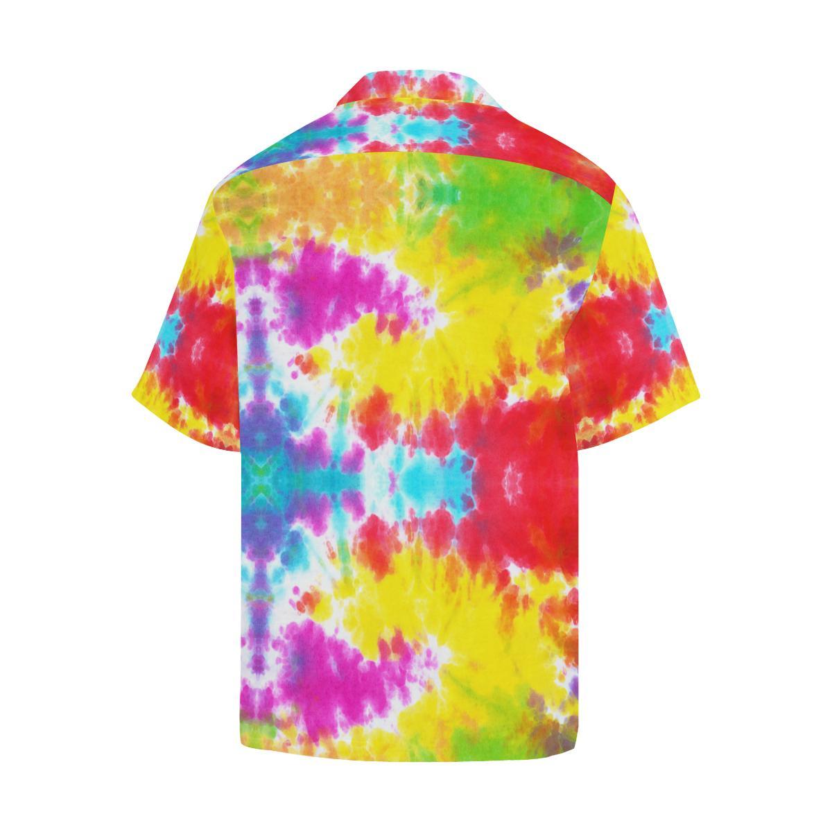 Tie Dye Rainbow Themed Print Men Aloha Hawaiian Shirt
