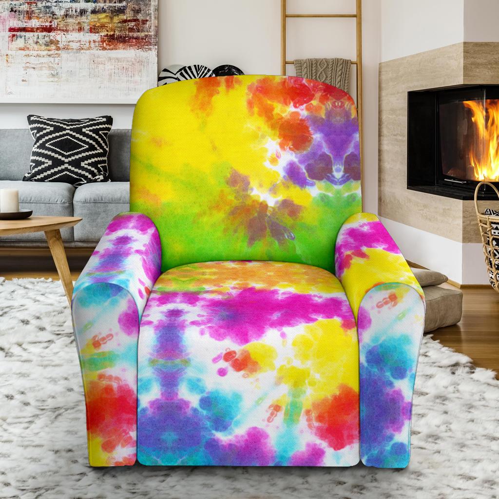 Tie Dye Rainbow Themed Print Single Sofa Slipcover -JTAMIGO.COM