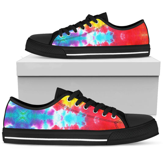 Tie Dye Rainbow Themed Print Women Low Top Shoes-JTAMIGO.COM