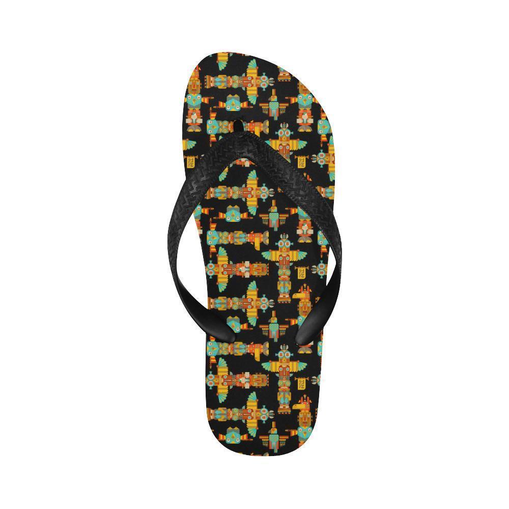 Totem Pole Cartoon Print Flip Flops-JTAMIGO.COM