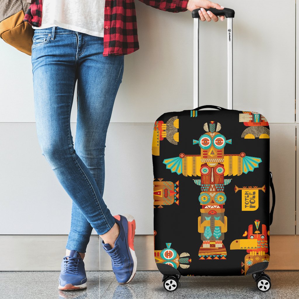 Totem Pole Cartoon Print Luggage Cover Protector
