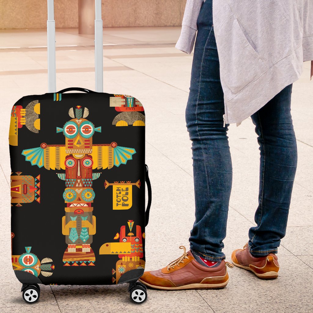 Totem Pole Cartoon Print Luggage Cover Protector