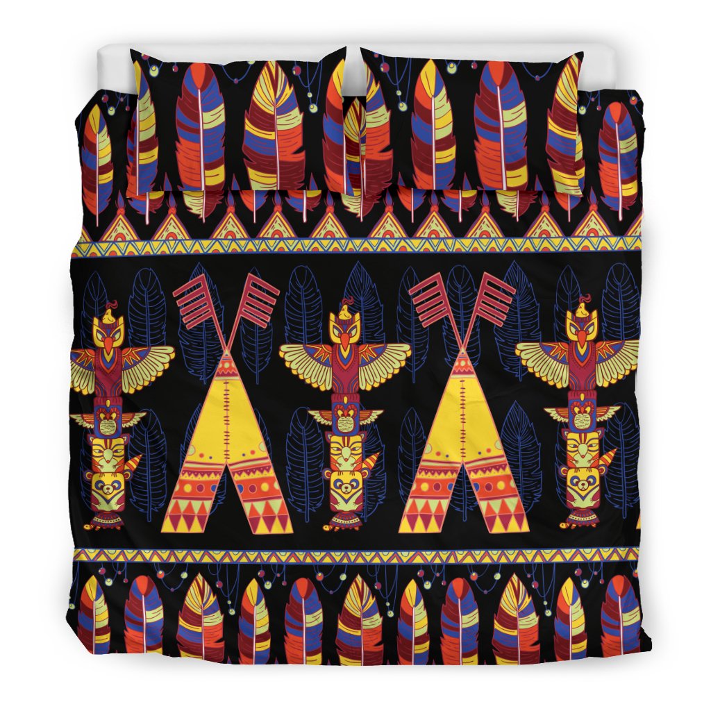Totem Pole Design Duvet Cover Bedding Set