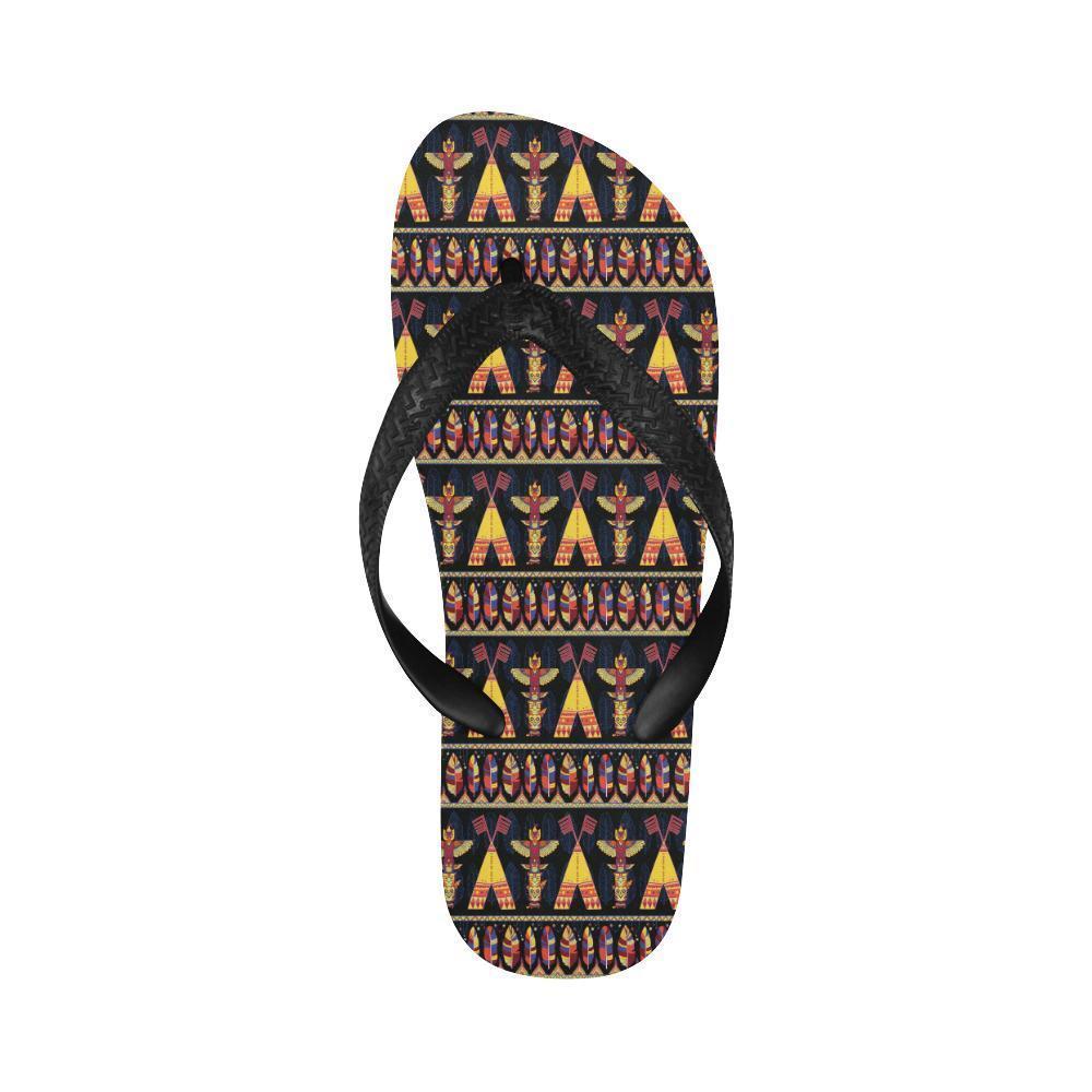 Totem Pole Design Flip Flops-JTAMIGO.COM