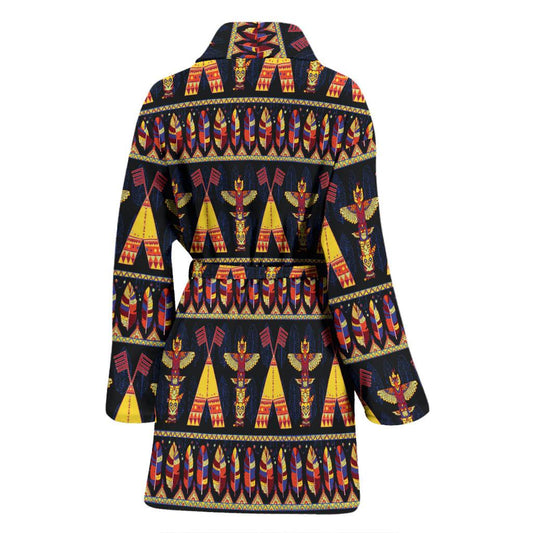 Totem Pole Design Women Bath Robe-JTAMIGO.COM
