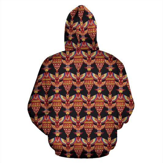 Totem Pole Print Pullover Hoodie