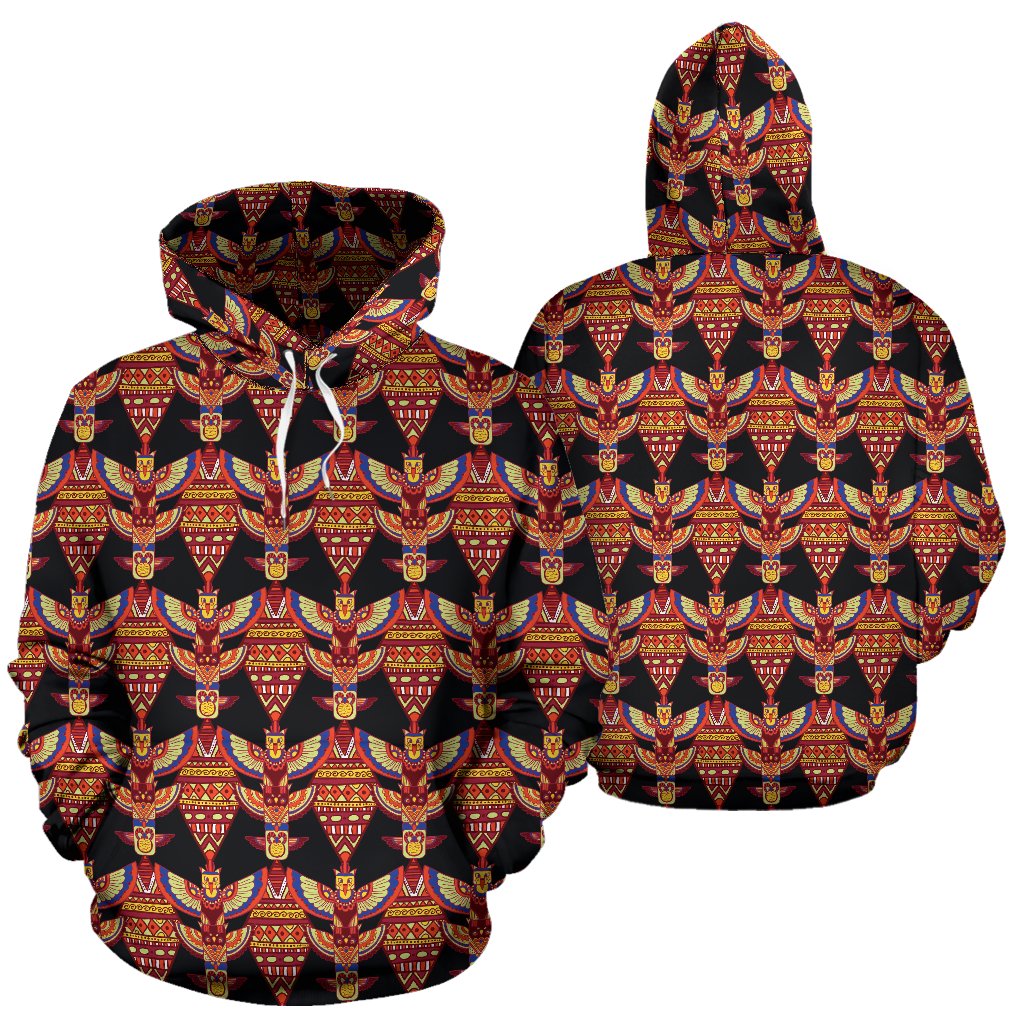 Totem Pole Print Pullover Hoodie
