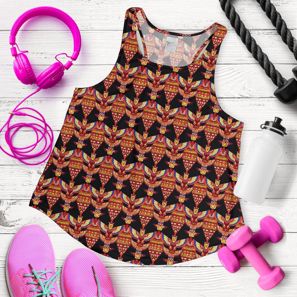 Totem Pole Print Women Racerback Tank Top
