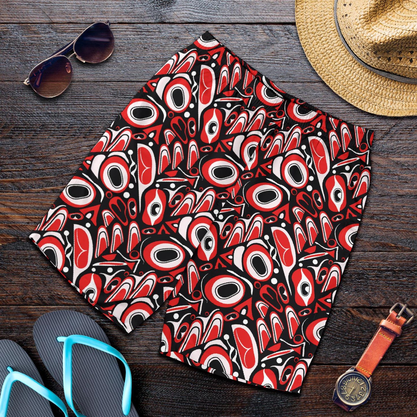 Totem Pole Texture Design Mens Shorts-JTAMIGO.COM