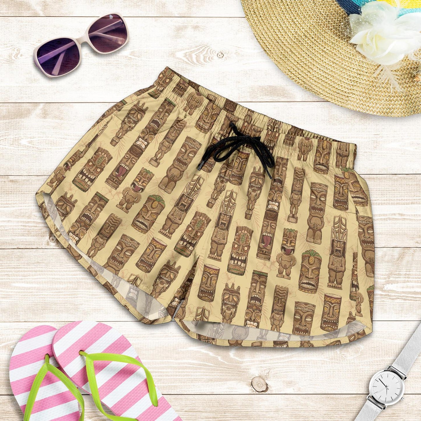 Totem Tiki Style Themed Design Women Shorts-JTAMIGO.COM