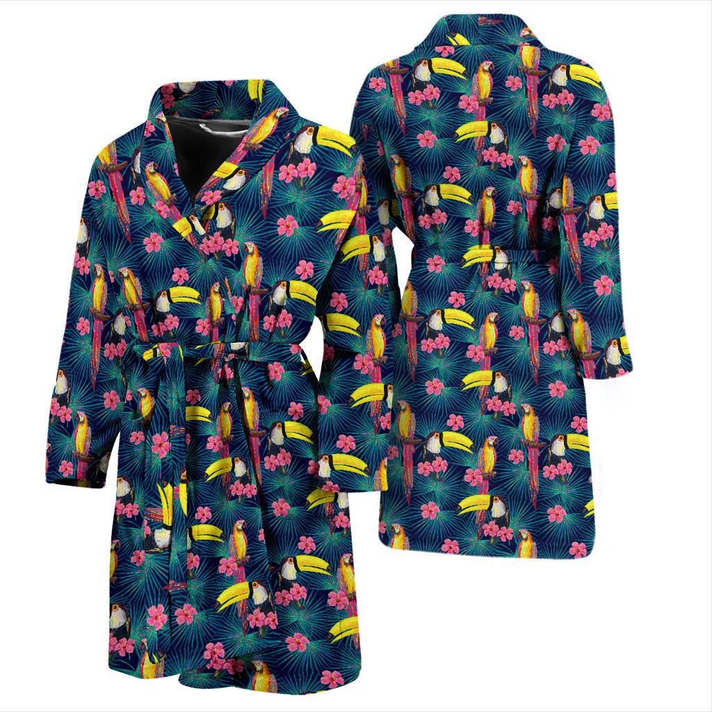 Toucan Parrot Design Men Bath Robe-JTAMIGO.COM