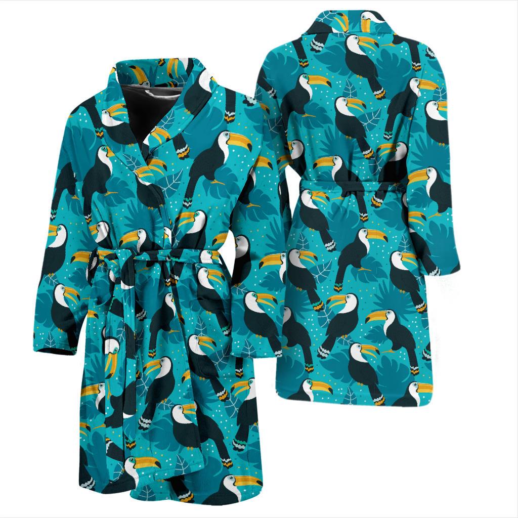 Toucan Parrot Pattern Print Men Bath Robe-JTAMIGO.COM