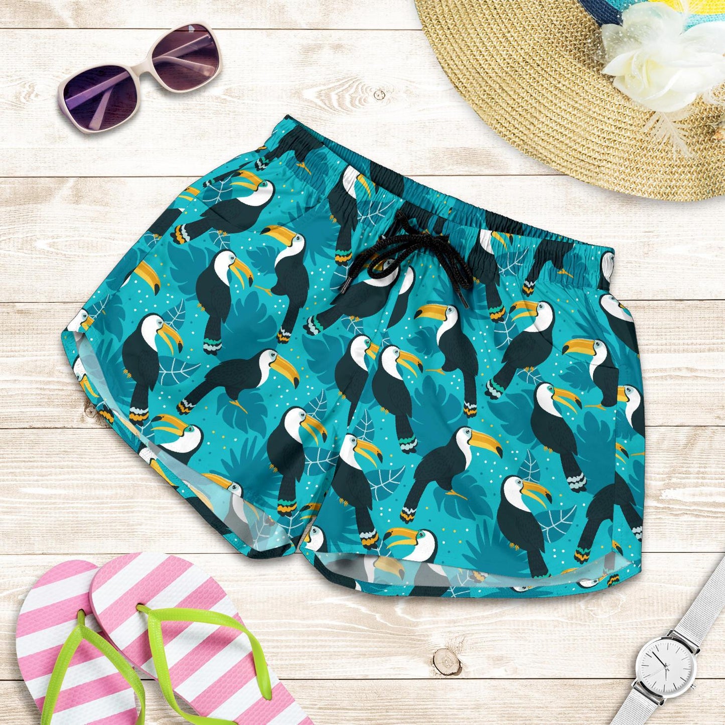 Toucan Parrot Pattern Print Women Shorts-JTAMIGO.COM
