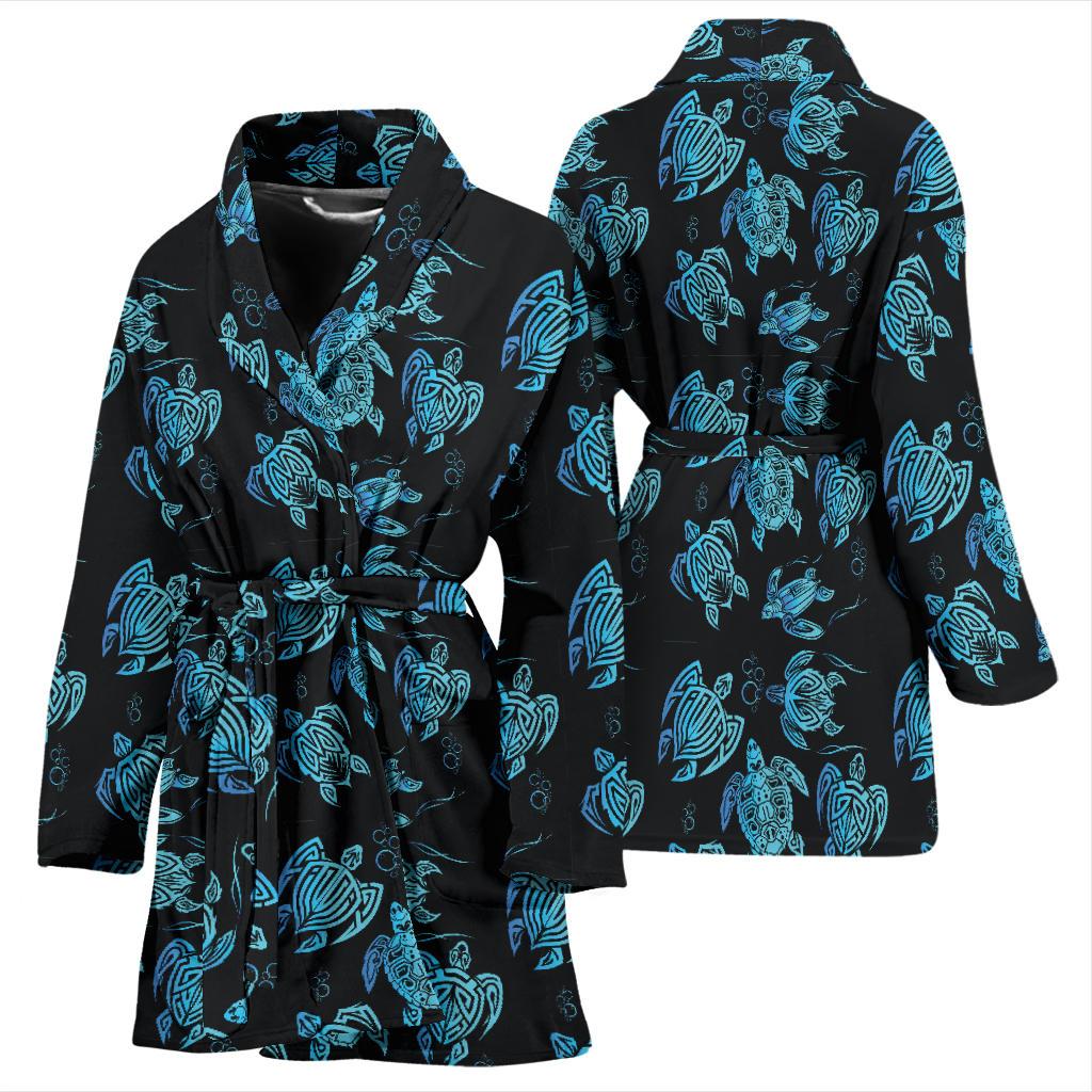 Tribal Turtle Polynesian Themed Design Women Bath Robe-JTAMIGO.COM