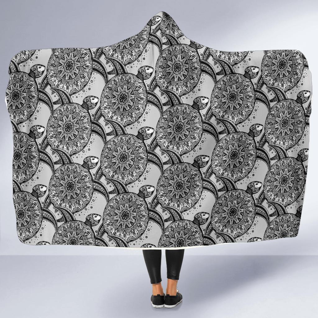Tribal Turtle Polynesian Themed Print Hooded Blanket-JTAMIGO.COM