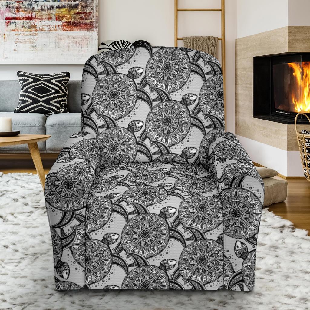 Tribal Turtle Polynesian Themed Print Single Sofa Slipcover -JTAMIGO.COM