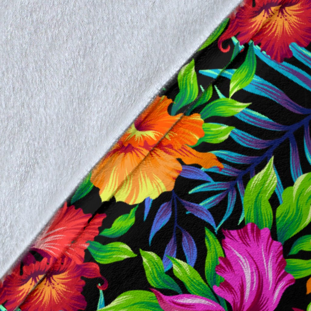 Tropical Flower Colorful Print Fleece Blanket