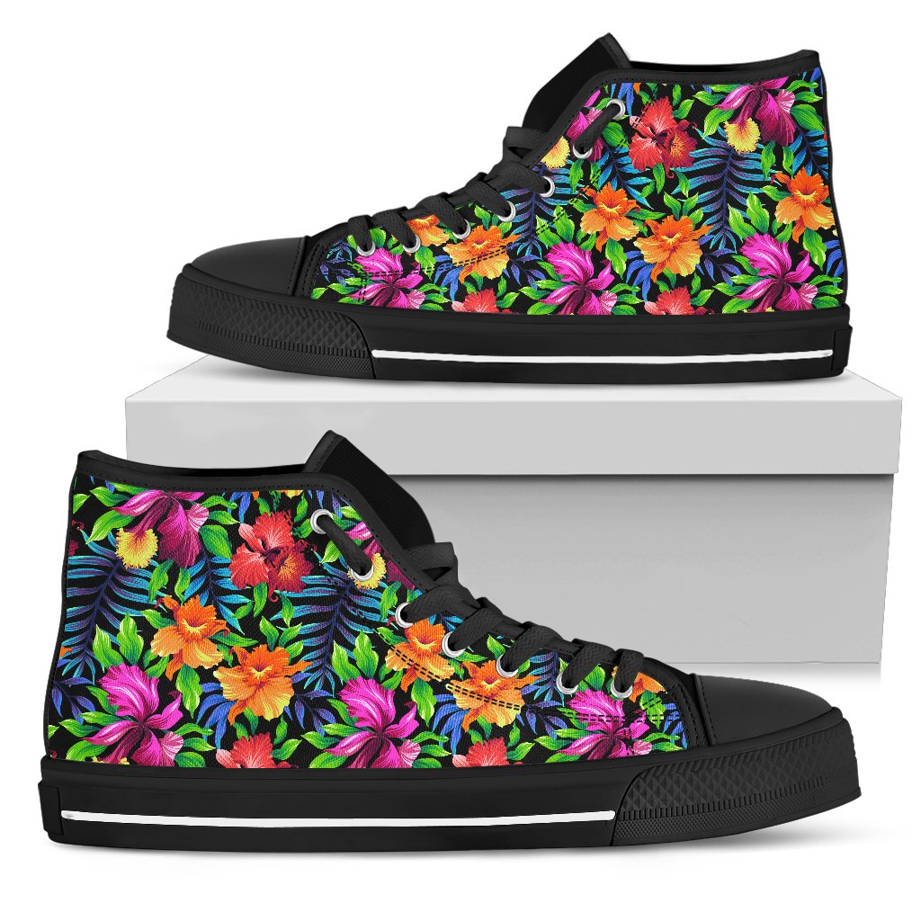 Tropical Flower Colorful Print Women High Top Shoes