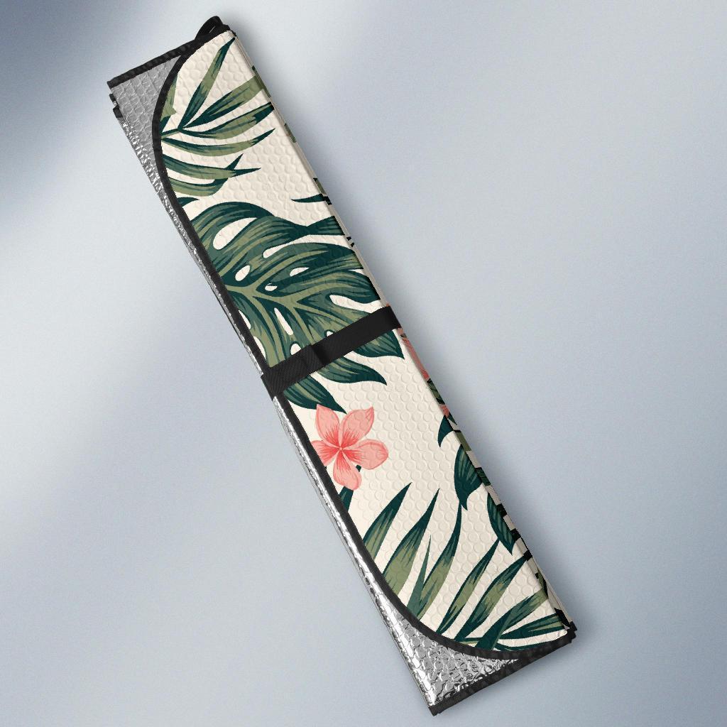 Tropical Flower Palm Leaves Car Sun Shade For Windshield