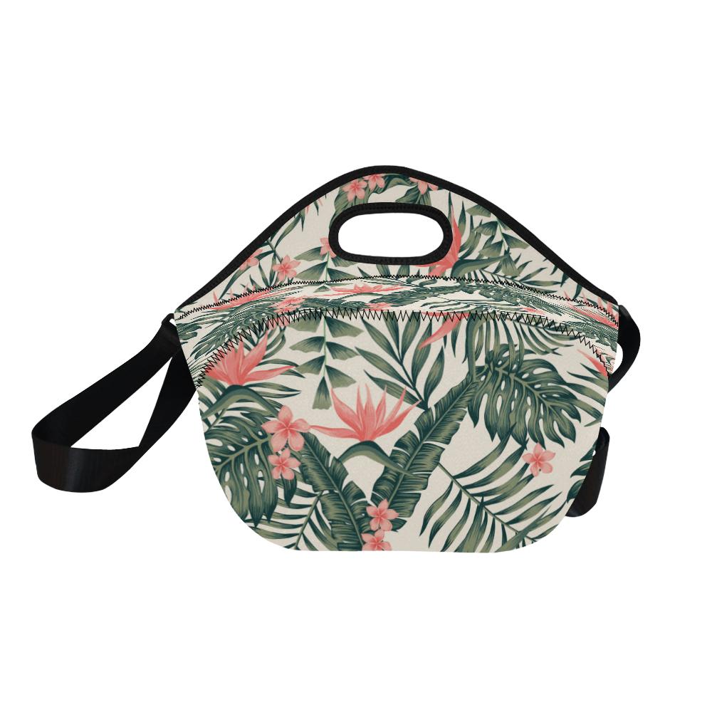Tropical Flower Palm Leaves Neoprene Lunch Bag (Model 1669)(Large)-JTAMIGO.COM
