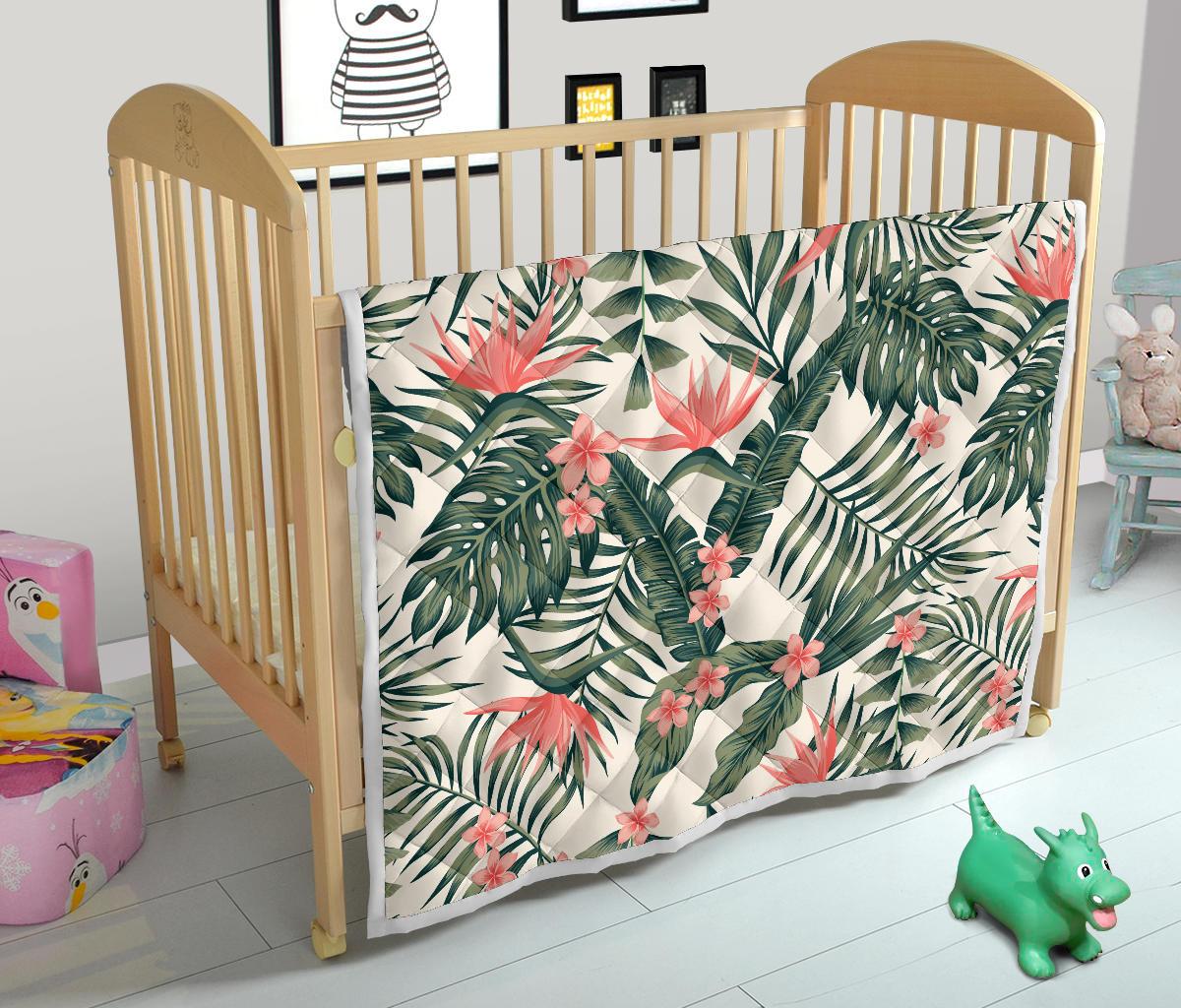 Tropical Flower Palm Leaves Premium Quilt-JTAMIGO.COM