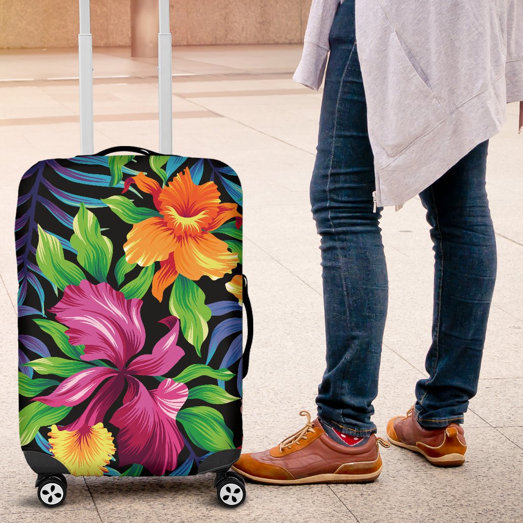 Tropical Folower Colorful Print Luggage Cover Protector
