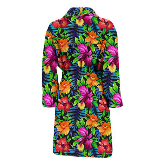 Tropical Folower Colorful Print Men Bath Robe-JTAMIGO.COM