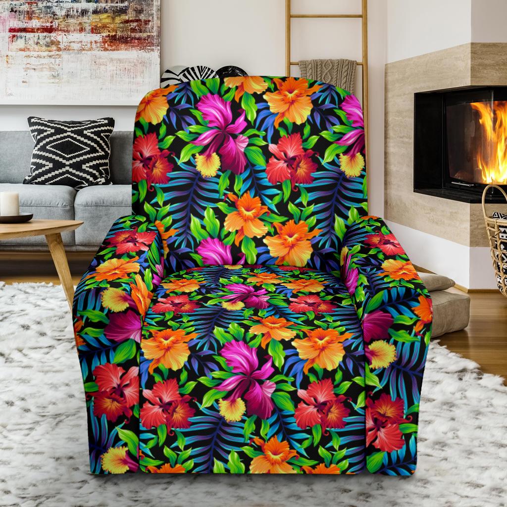 Tropical Folower Colorful Print Single Sofa Slipcover -JTAMIGO.COM