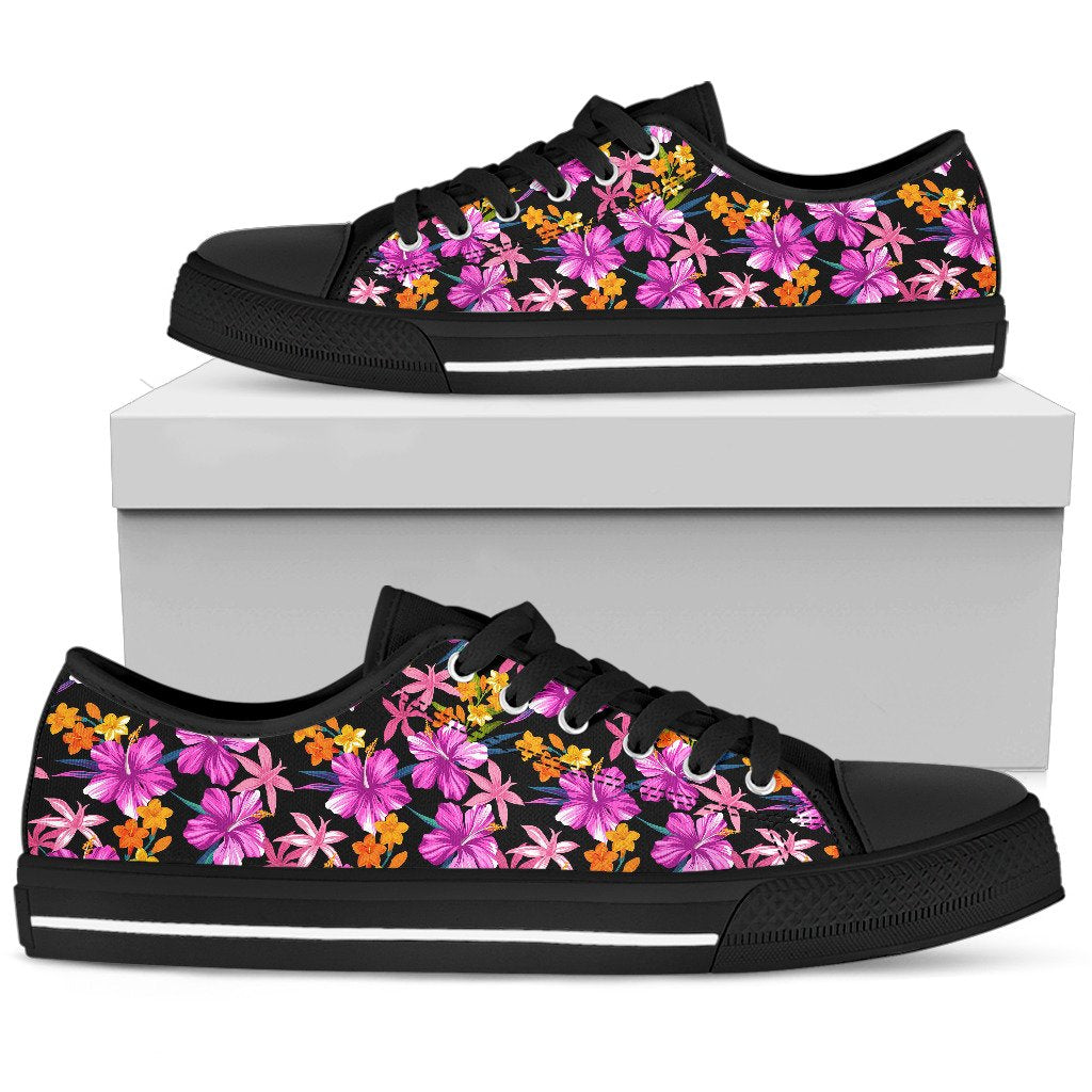 Tropical Folower Pink Hibiscus Print Women Low Top Shoes-JTAMIGO.COM