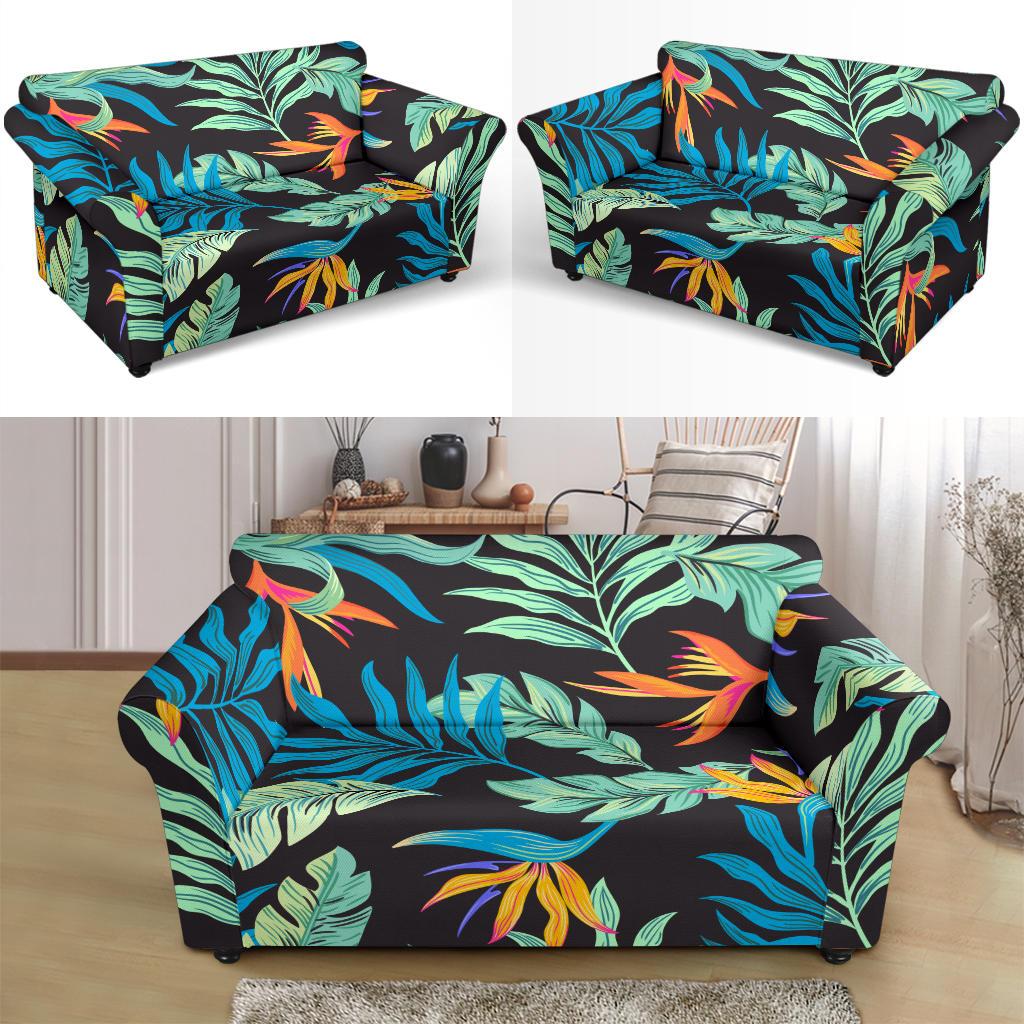 Tropical Palm Leaves Hawaiian Flower Loveseat Slipcover-JTAMIGO.COM