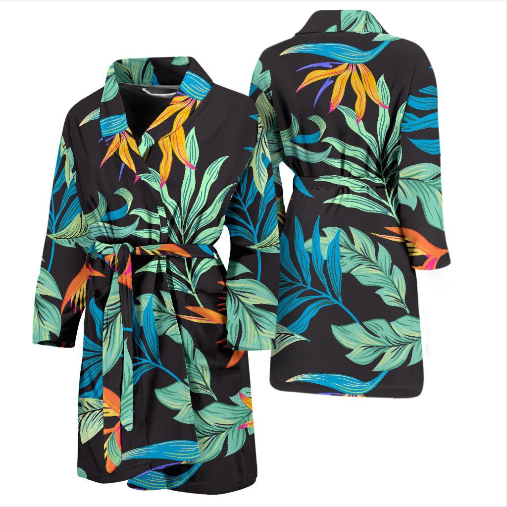 Tropical Palm Leaves Hawaiian Flower Men Bath Robe-JTAMIGO.COM