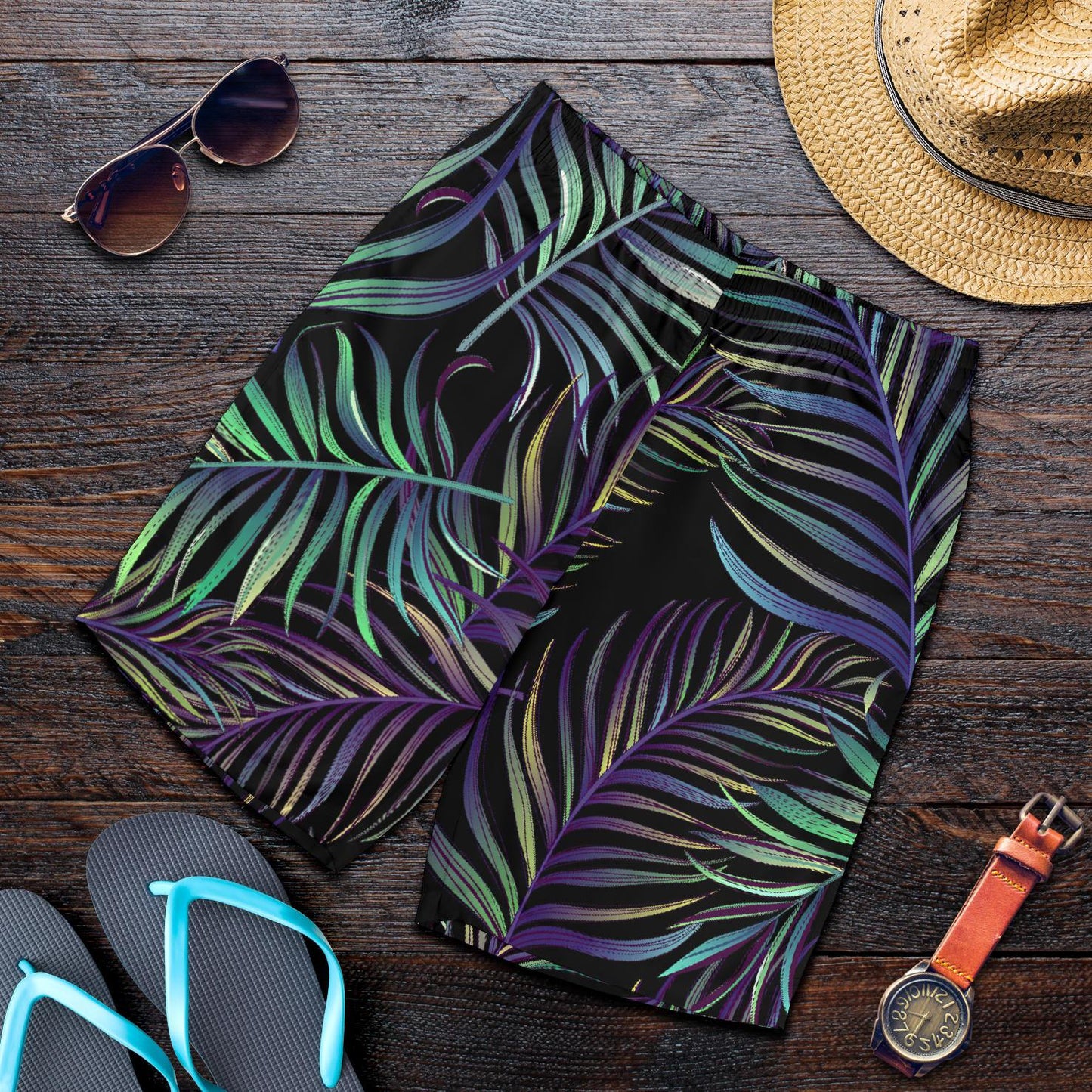 Tropical Palm Leaves Pattern Brightness Mens Shorts-JTAMIGO.COM