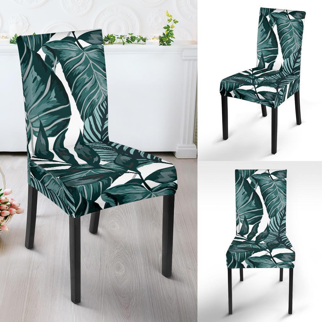 Tropical Palm Leaves Pattern Dining Chair Slipcover-JTAMIGO.COM