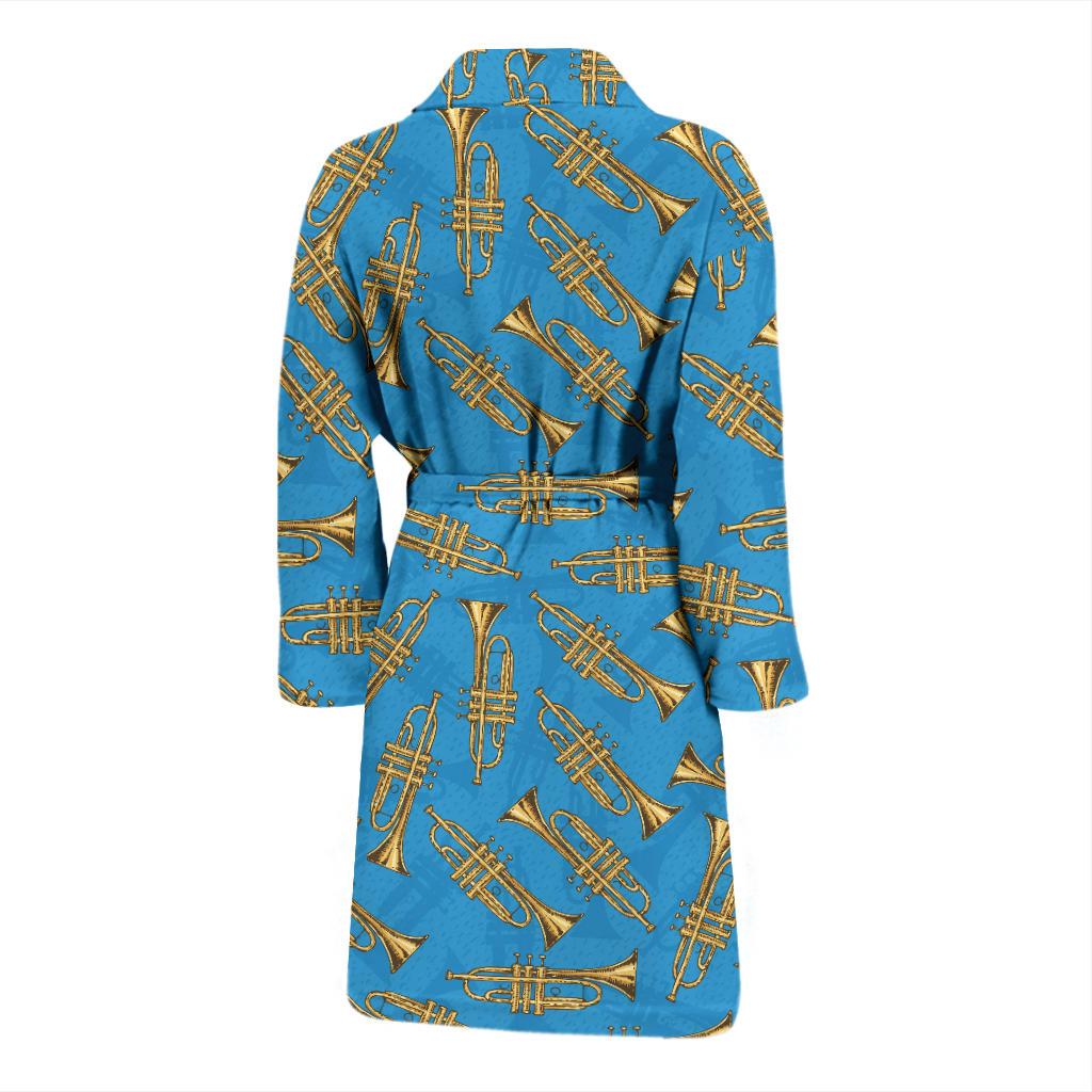 Trumpet Golden Pattern Themed Print Men Bath Robe-JTAMIGO.COM