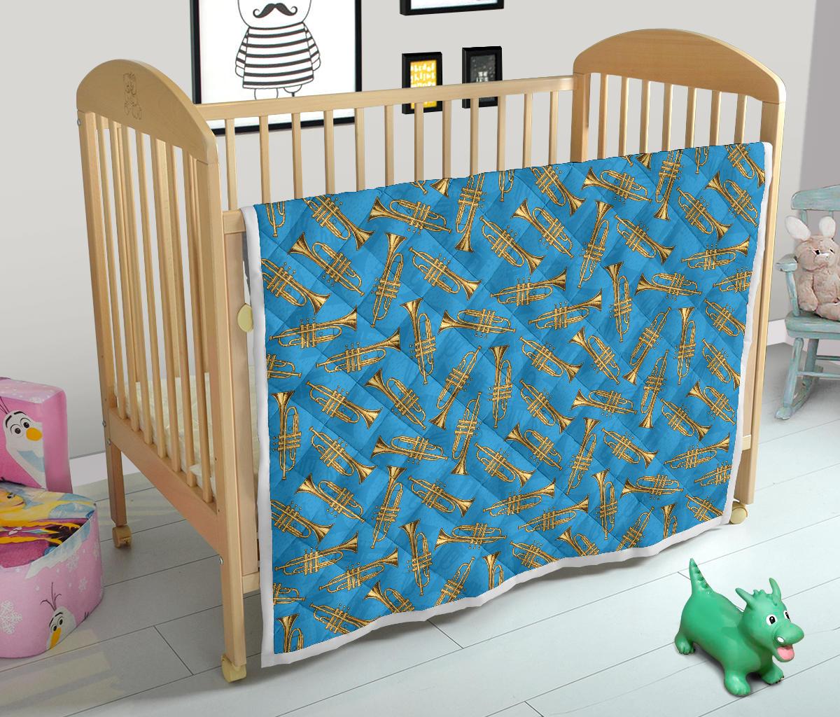 Trumpet Golden Pattern Themed Print Premium Quilt-JTAMIGO.COM