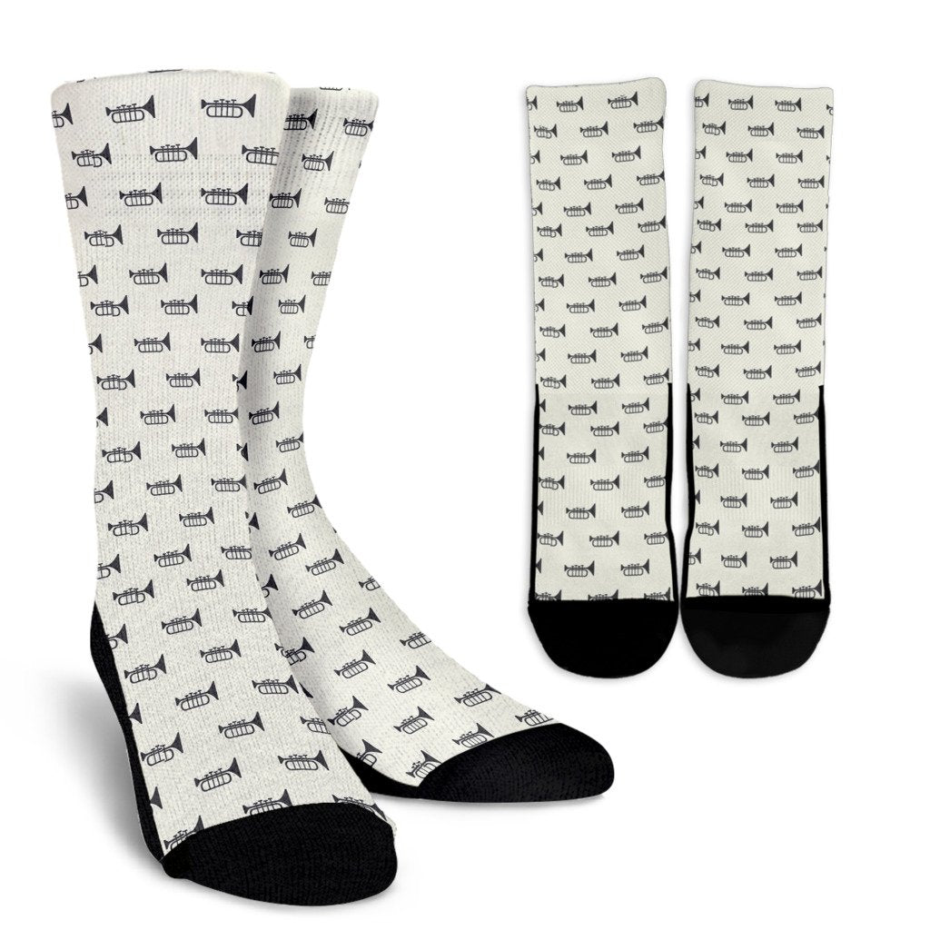 Trumpet Pattern Themed Print Crew Socks