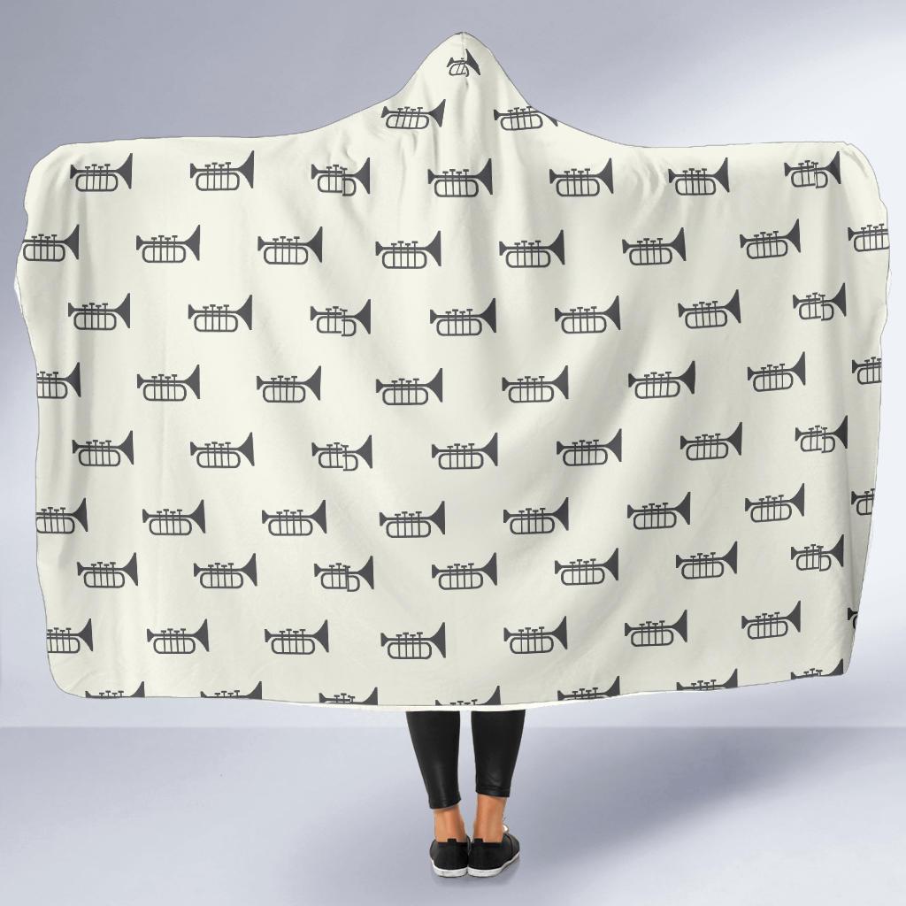 Trumpet Pattern Themed Print Hooded Blanket-JTAMIGO.COM