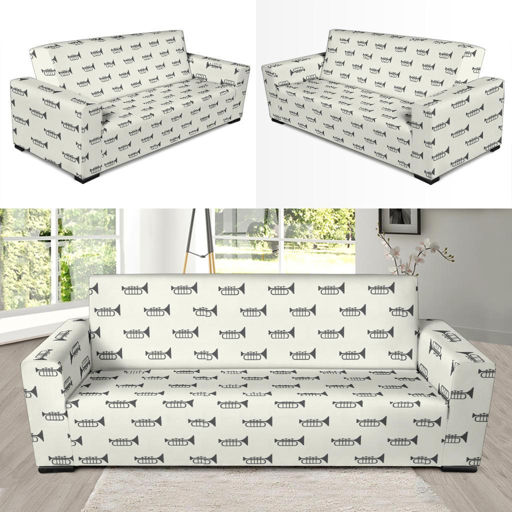 Trumpet Pattern Themed Print Sofa Slipcover-JTAMIGO.COM