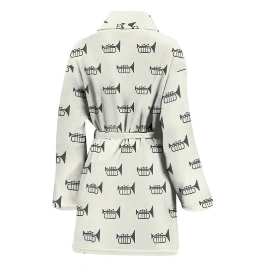 Trumpet Pattern Themed Print Women Bath Robe-JTAMIGO.COM