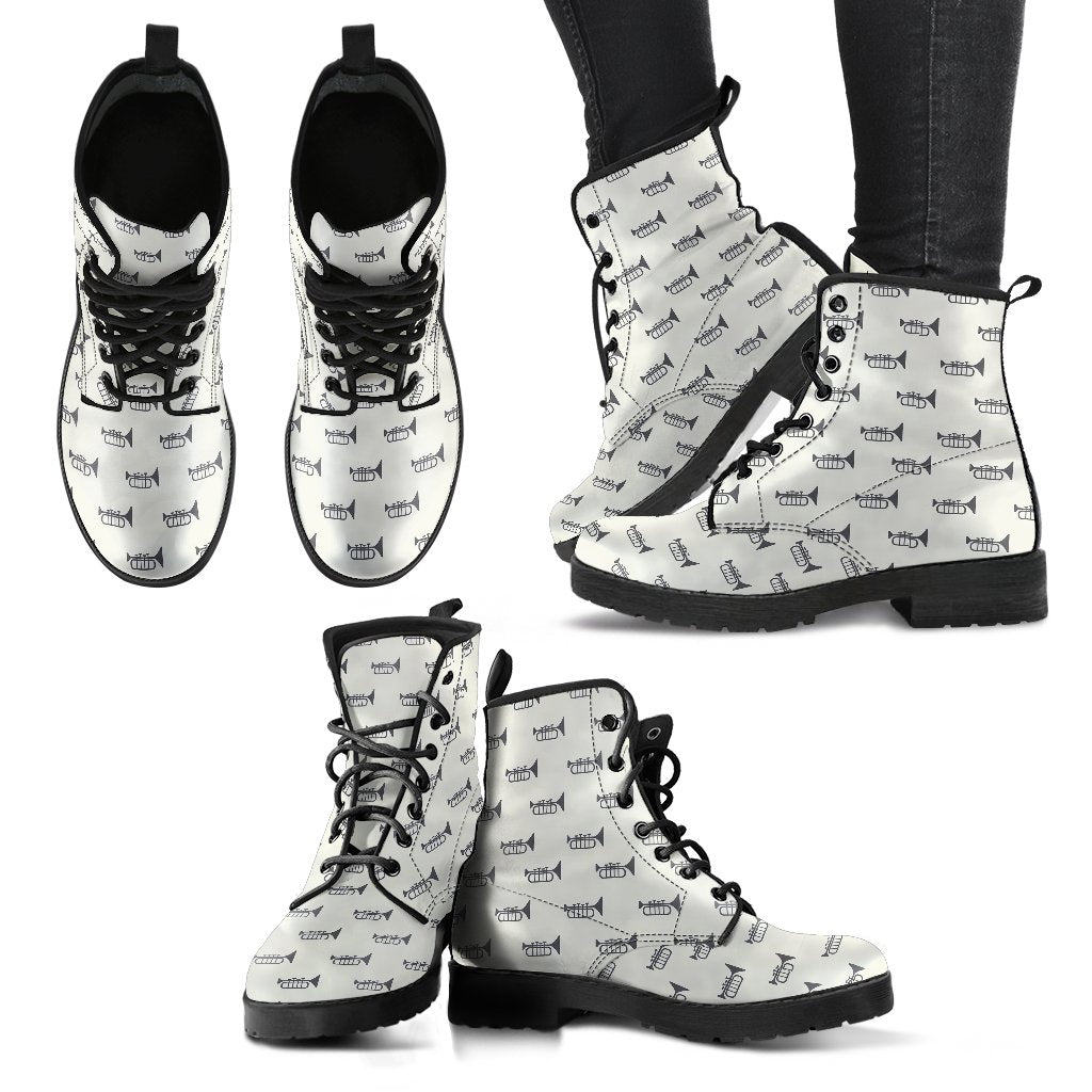 Trumpet Pattern Themed Print Women Leather Boots-JTAMIGO.COM