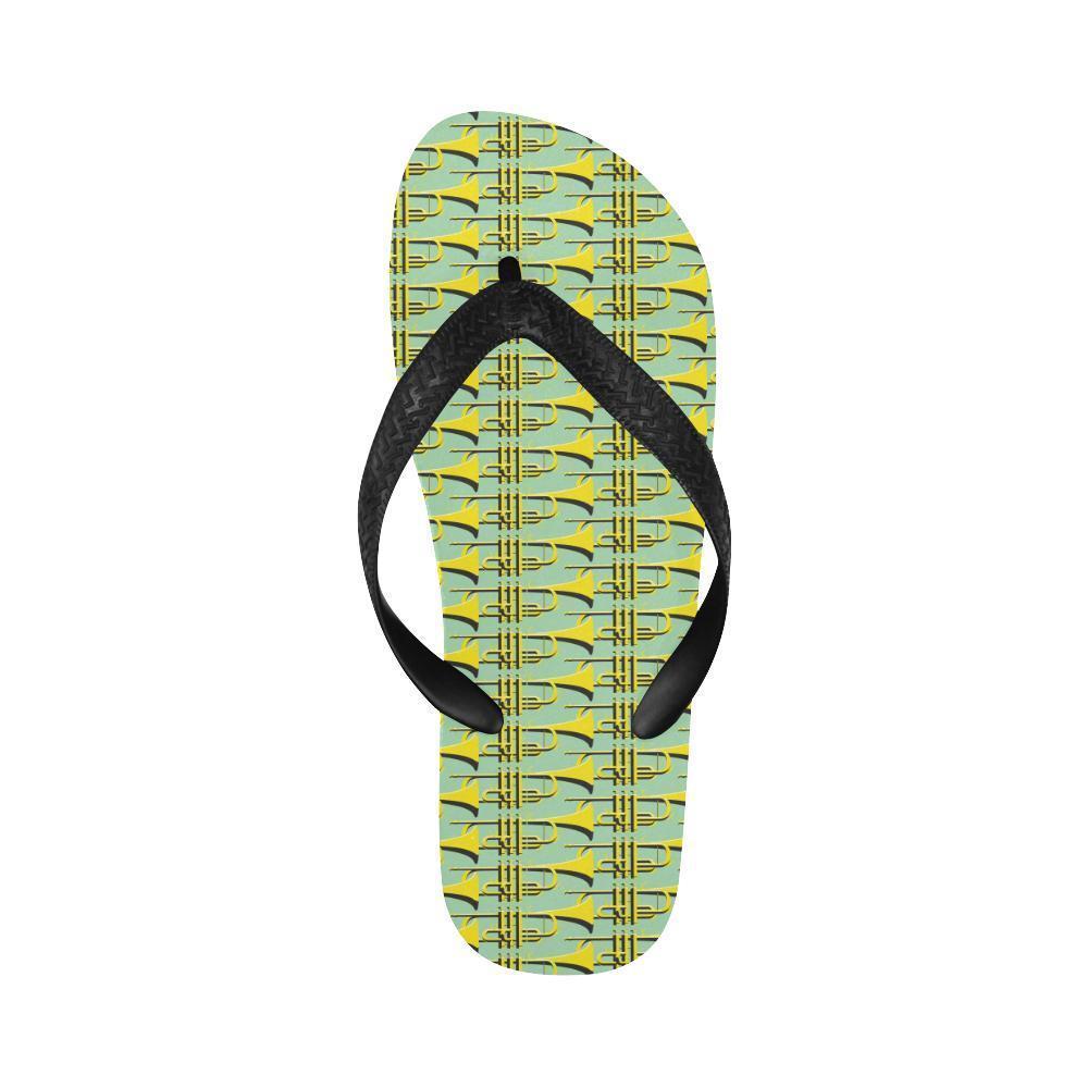 Trumpet Vintage Design Print Flip Flops-JTAMIGO.COM