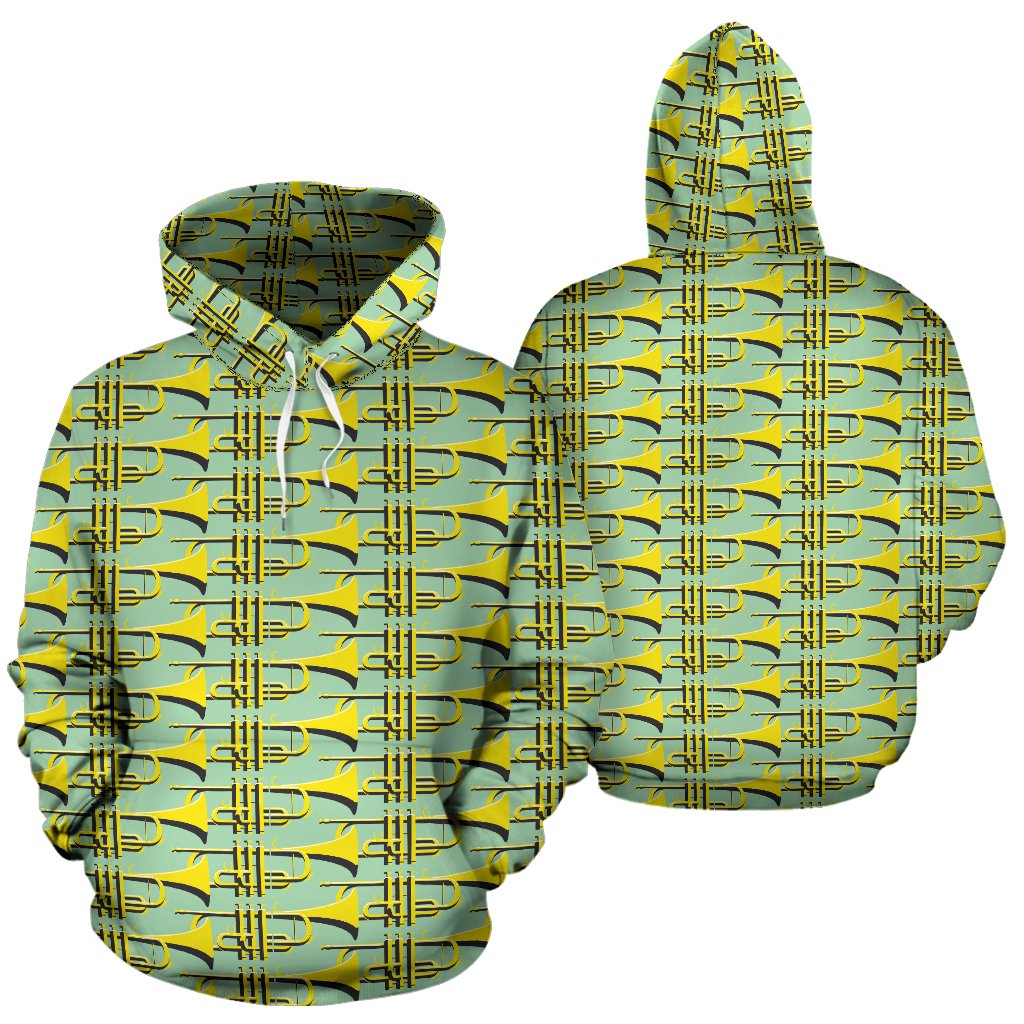 Trumpet Vintage Design Print Pullover Hoodie