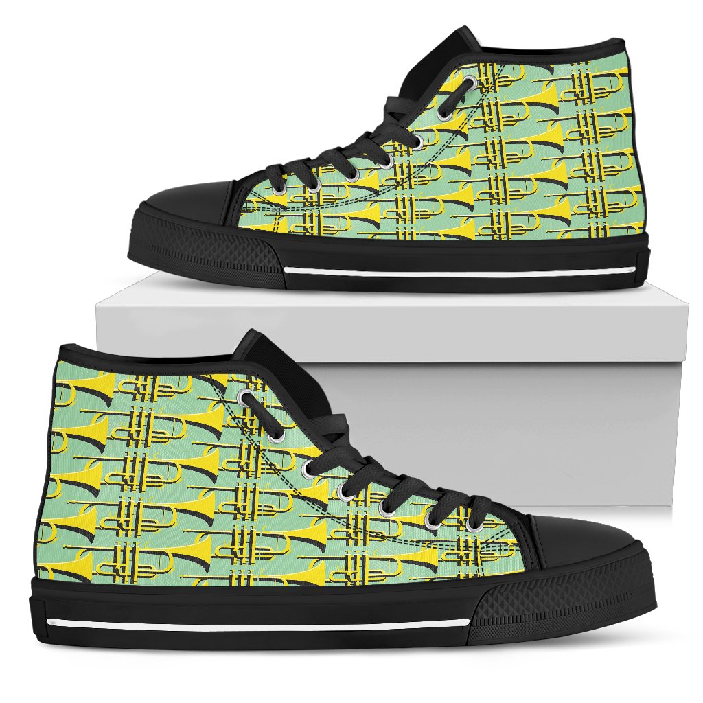 Trumpet Vintage Design Print Women High Top Shoes