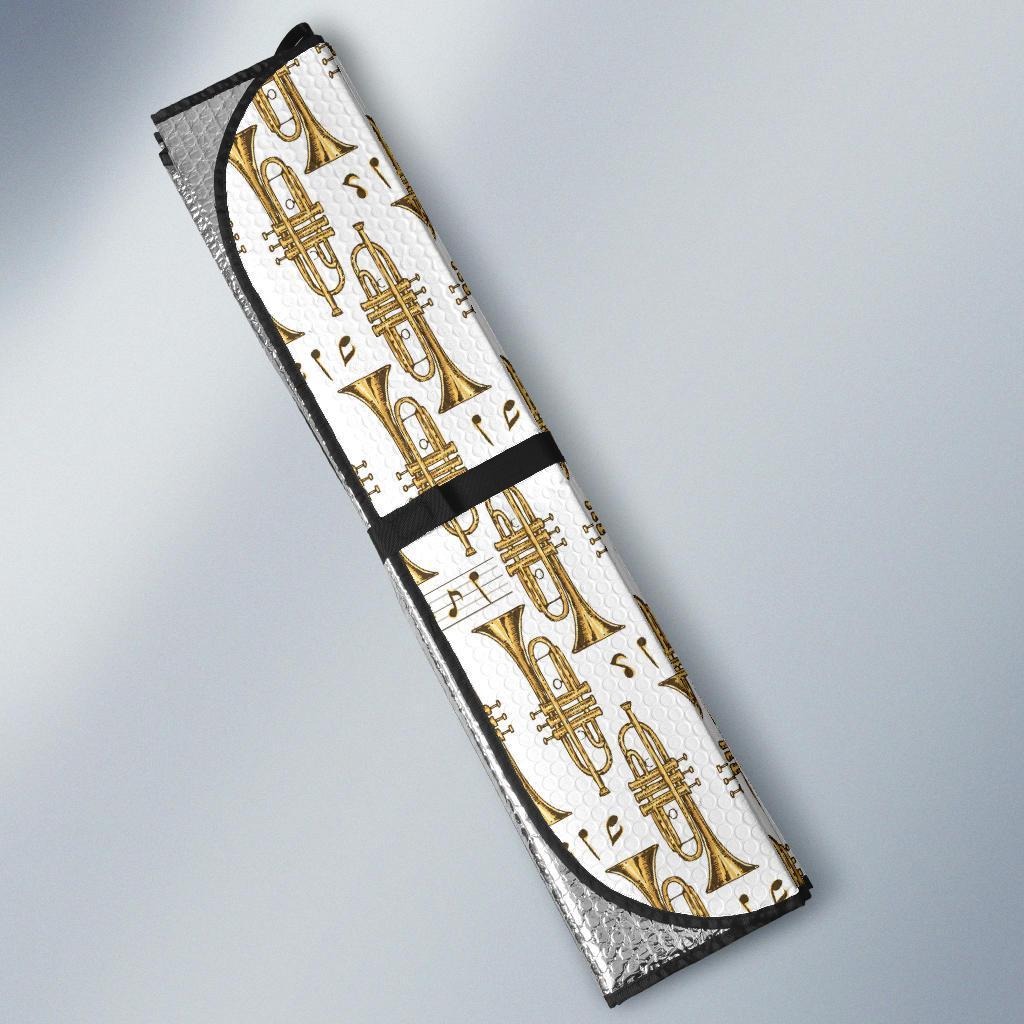 Trumpet with Music Note Print Car Sun Shade For Windshield